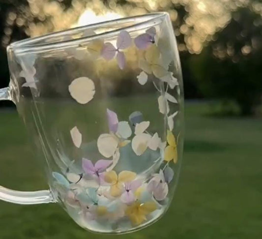 Double glass floral cup